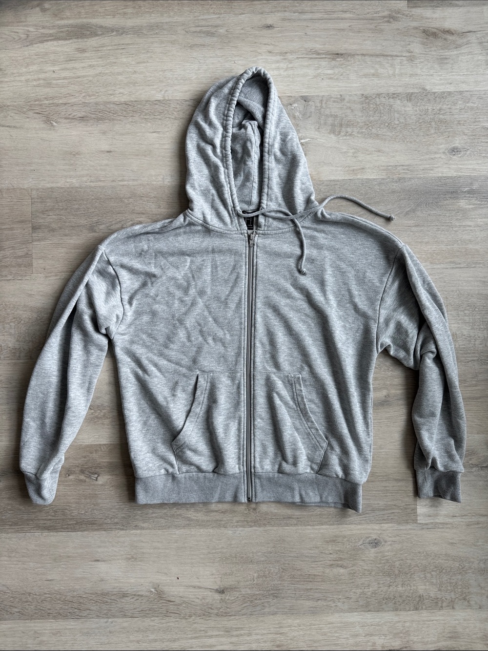 Gray Full-Zip Hooded Sweater